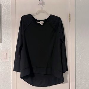 Black blouse with lace on shoulders